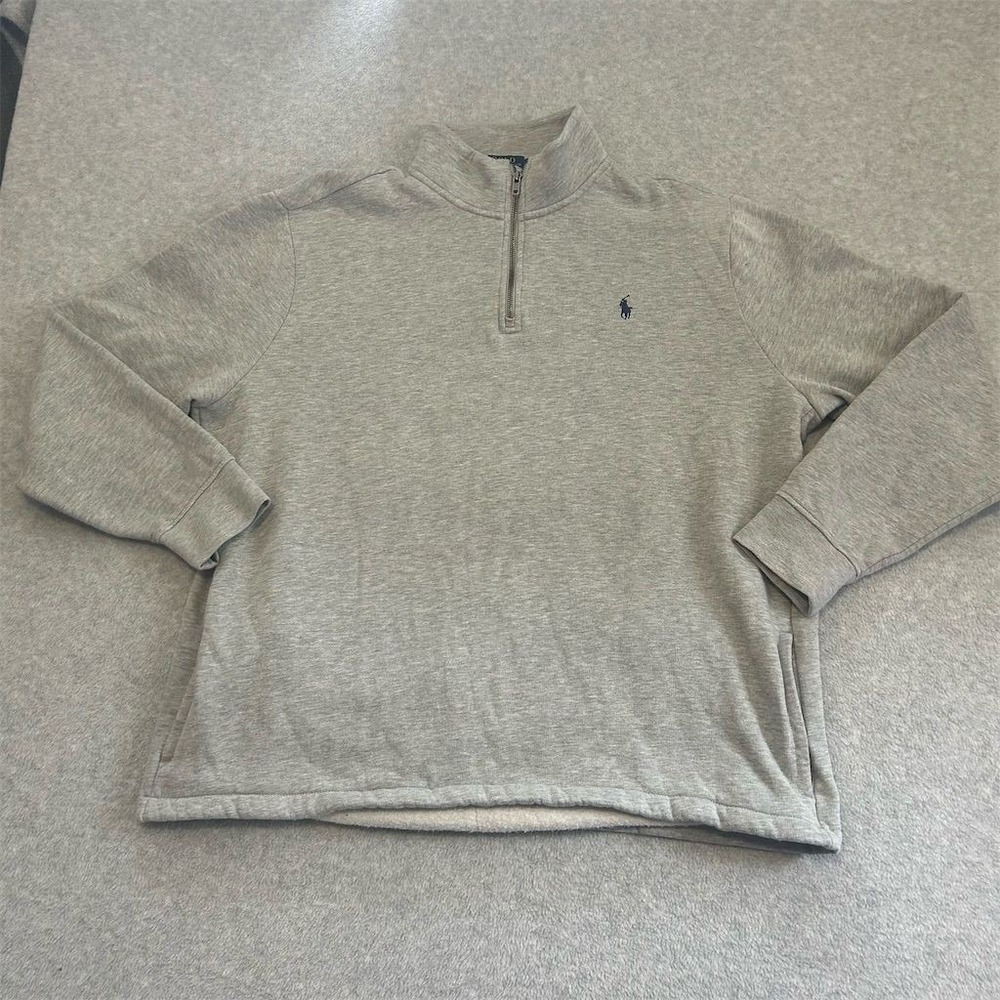 Ralph Lauren Polo Sweater Men's XXL Heather Gray 1/4 Zip Pullover